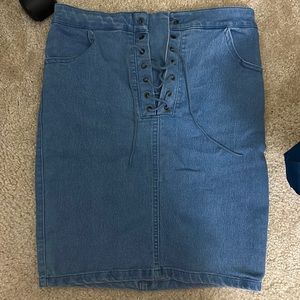 Stretchy, jean tied skirt
